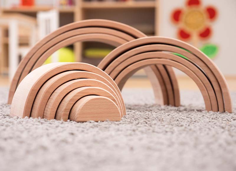 Open-ended - regenboog - hout - naturel - per set