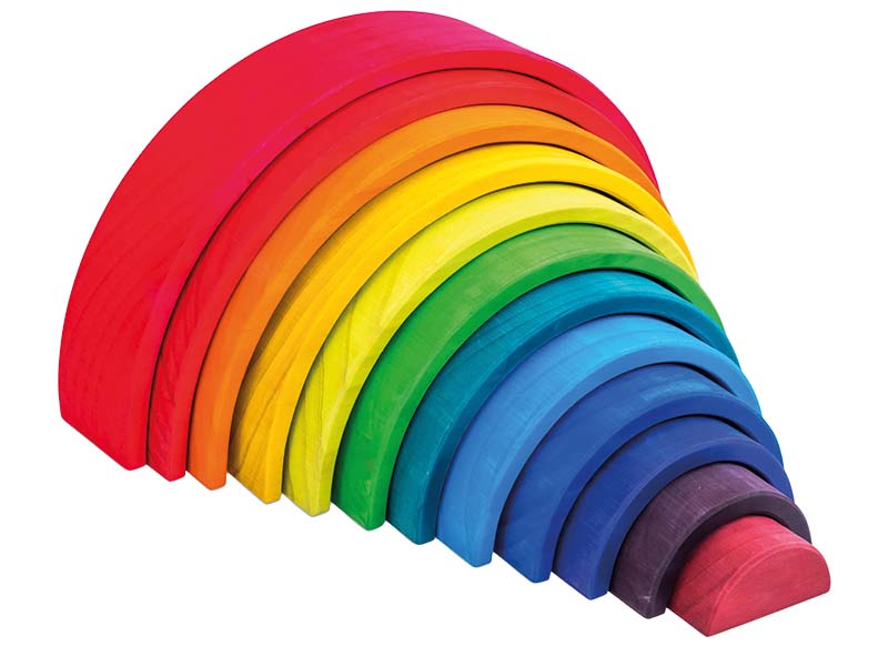 Open ended play - regenboog - hout - gekleurd - per set