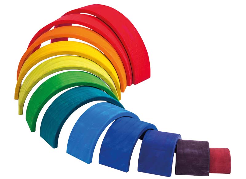 Open ended play - regenboog - hout - gekleurd - per set