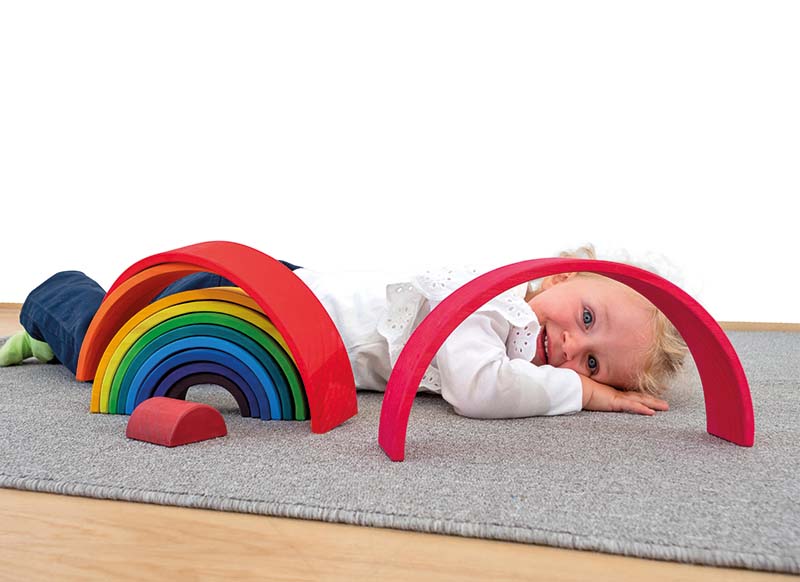 Open ended play - regenboog - hout - gekleurd - per set