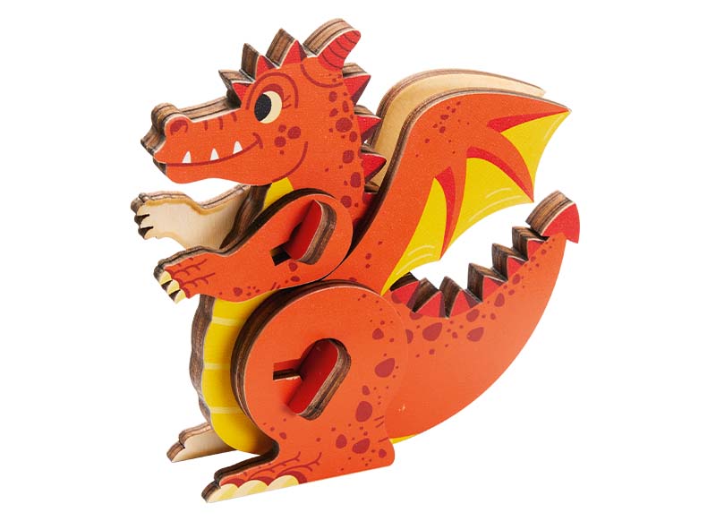Puzzel - 3D - draak - hout - 10 stukjes - per stuk