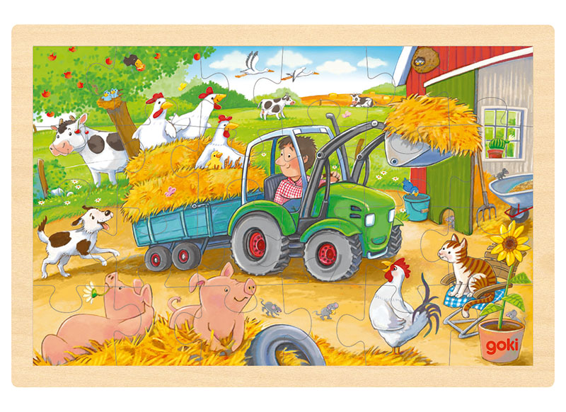 Puzzel - themapuzzel - Goki - boerderij - 24 stukjes - hout - per stuk