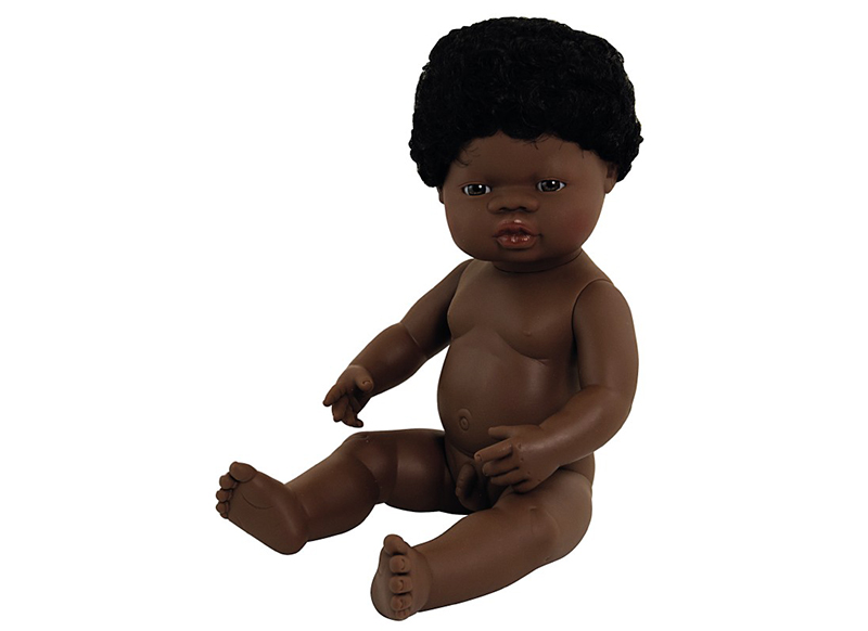 Poppen - babypop - Miniland Baby Doll - met haar - 38 cm - jongen - afrikaans - per stuk