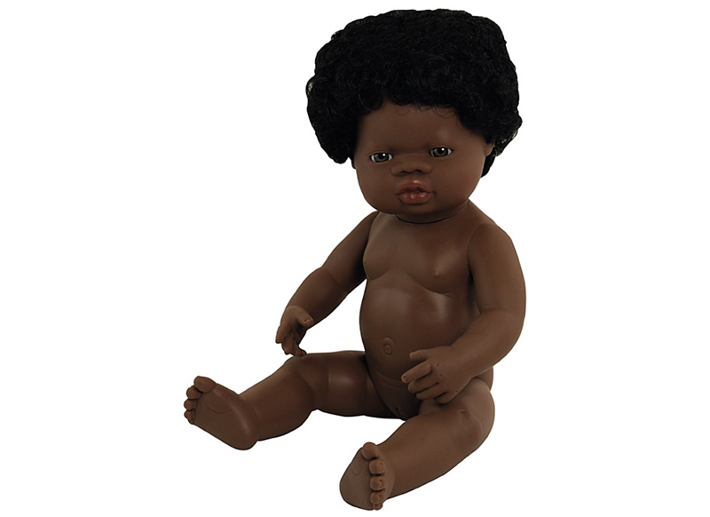 Poppen - babypop - Miniland Baby Doll - met haar - 38 cm - meisje - afrikaans - per stuk