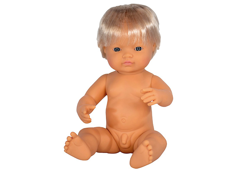 Poppen - babypop - Miniland Baby Doll - met haar - 38 cm - jongen - europees - per stuk