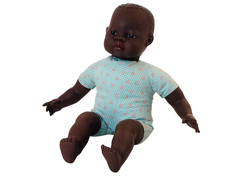 Poppen - babypop - Miniland Bald Doll - zacht - 40 cm - afrikaans - per stuk