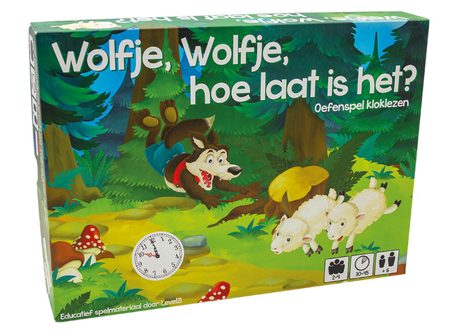 Tijdlezen - Level 21 - Wolfje hoe laat is het? - kloklezen - bordspel - per spel