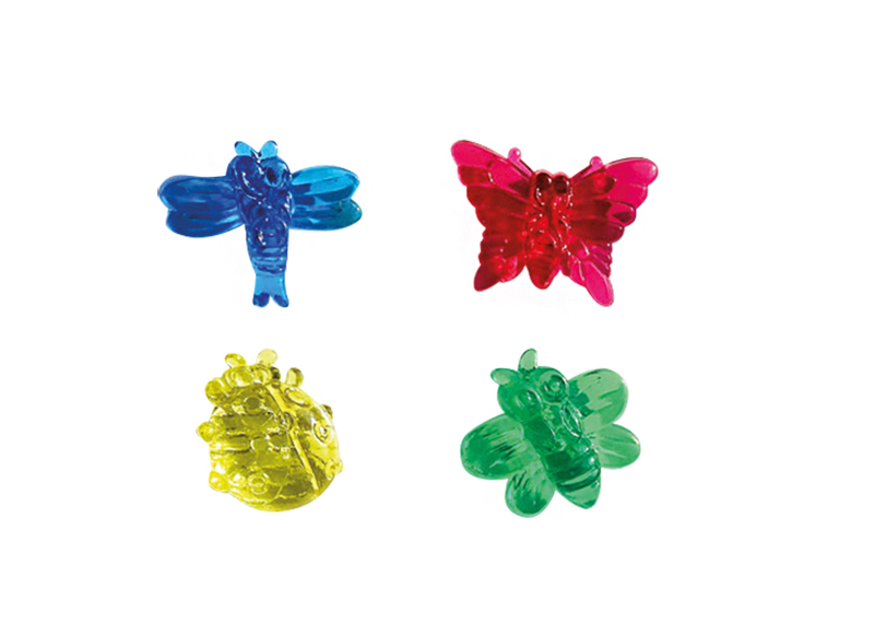 Lichtbordmateriaal - insecten - transparant - gekleurd - kunststof - set van 120 assorti