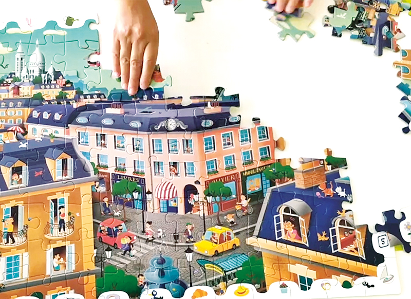 Puzzel - detectieve puzzel - Ludattica - de stad - 50 x 70 cm - met vergrootglas - per set