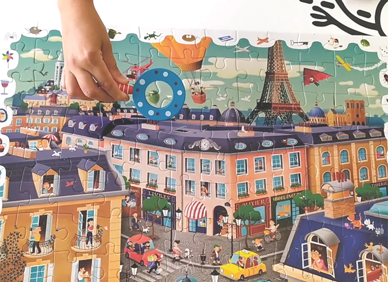 Puzzel - detectieve puzzel - Ludattica - de stad - 50 x 70 cm - met vergrootglas - per set