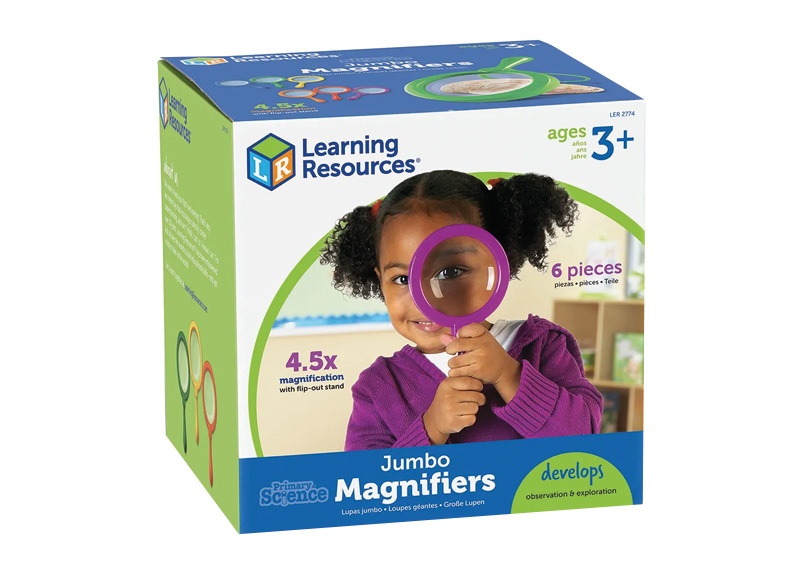 Vergrootglazen - Learning Resources Primary Science Jumbo Magnifiers - x4,5 vergroting - 2,5 cm - set van 6 assorti