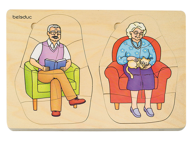 Puzzel - lagenpuzzel - Beleduc - wij groeien - van baby tot grootouders - evolutiepuzzel - 40 stukjes - hout - per stuk