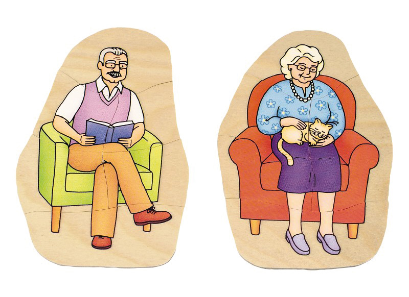 Puzzel - lagenpuzzel - Beleduc - wij groeien - van baby tot grootouders - evolutiepuzzel - 40 stukjes - hout - per stuk