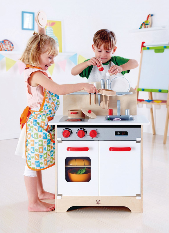 Speelmeubel - keuken - Hape White Gourmet Kitchen - oven - fornuis - afwasbak - 55 x 32 x 70,5 cm - per stuk