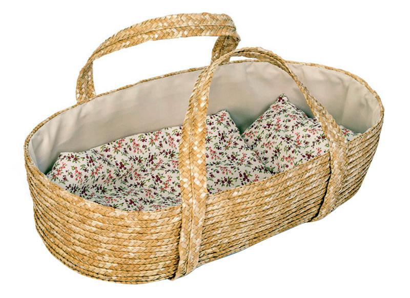 Poppen - accessoires - By Astrup - rieten mozes wiegje - per stuk