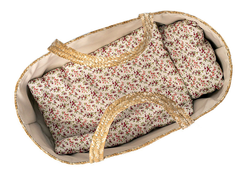 Poppen - accessoires - By Astrup - rieten mozes wiegje - per stuk