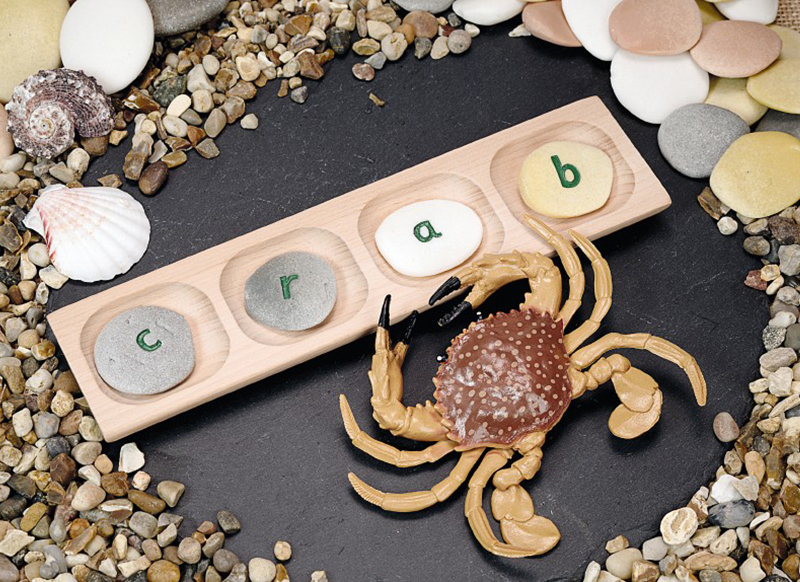 Taalspellen - Yellow Door 4-Pebble Word-building Tray - woordopbouwer - 4-vakssorterschaal - per stuk