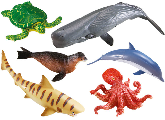Fantasiehoek jumbo zeedieren - 6 stuks