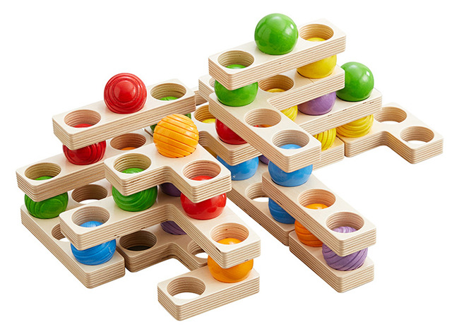 Constructie - houten blokken - Haba - clever up! - stapelballen - set van 80