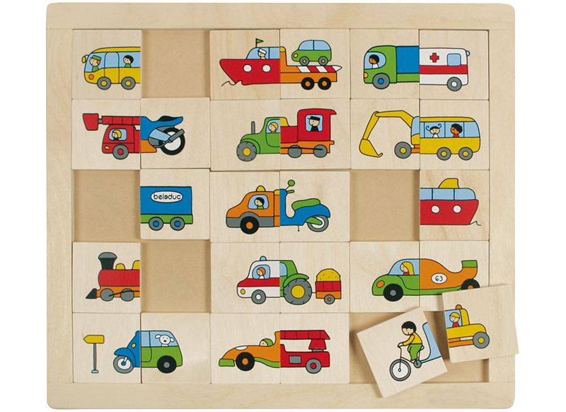 Puzzel - sorteerpuzzel - Beleduc - transport - 30 stukjes - hout - per stuk