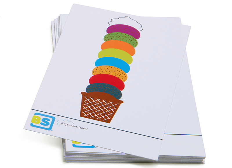 Kleur en vorm - nabouwen - stapelen - ijsjes - per spel