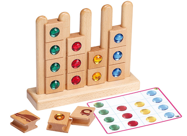 Kleur en vorm - spel - Gogo Toys - hout - edelstenen - tegels