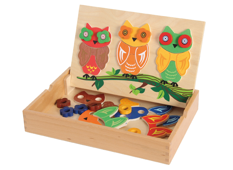 Kleur en vorm - nabouwen - Gogo Toys - uilen - hout - magnetisch - per spel