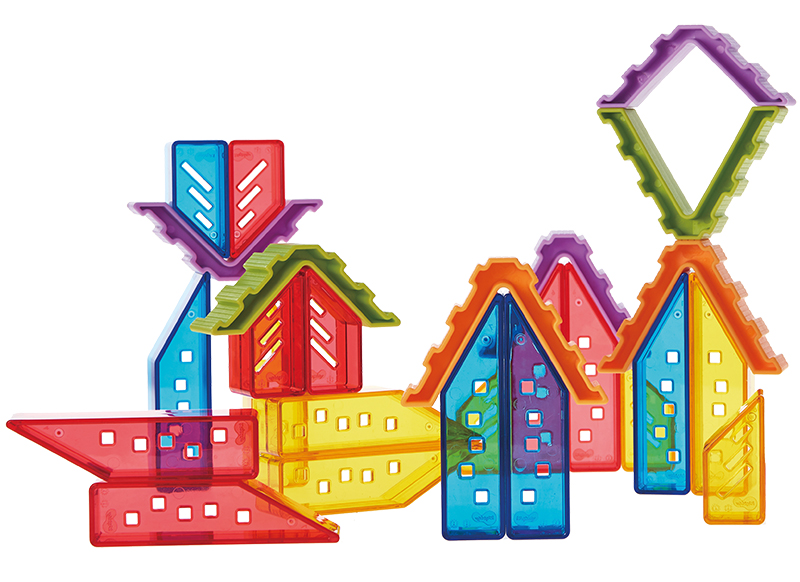 Bouwset - vormen - Weplay Crystal Village - transparante kleurenstad - met opdrachtkaarten - per set