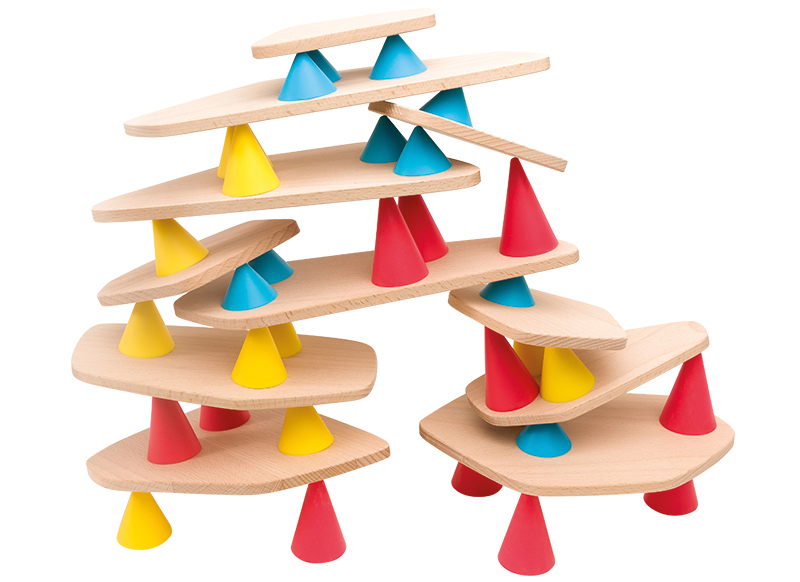 Bouwset - Piks - kleurrijke kegels - medium - per set
