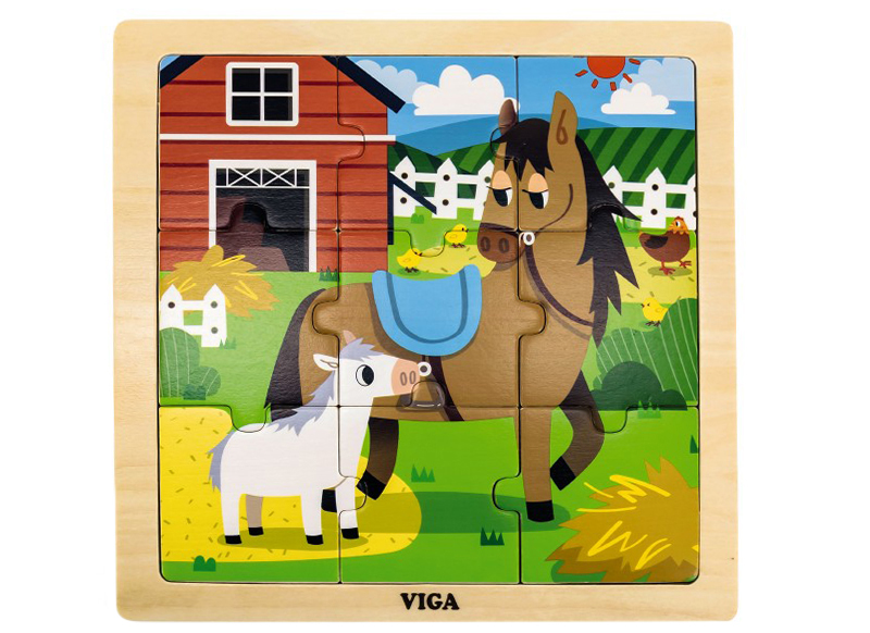 Puzzel - hout - 9-delig - paard