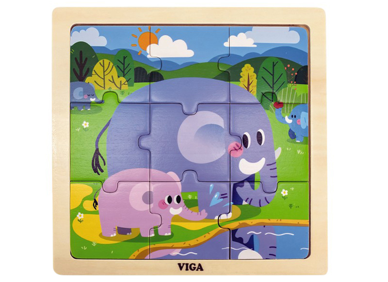 Puzzel - hout - 9-delig - olifant