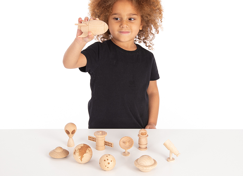 Speelfiguren - tickit Wooden Space Adventure - ruimte - hout - loose parts - per set