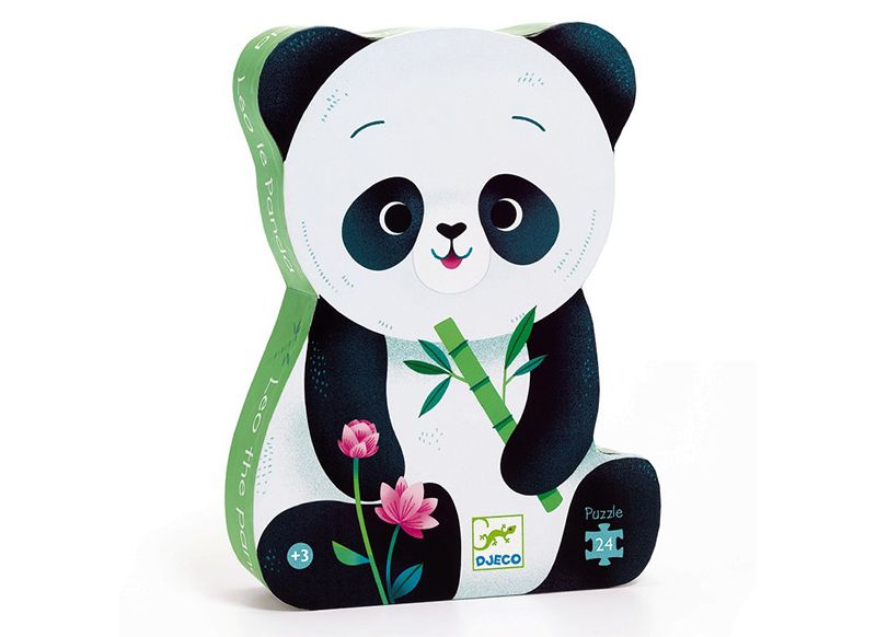 Puzzel - silhouetpuzzel - Djeco Léo Le Panda - karton - Djeco - leo de panda - 24 puzzelstukken - per stuk