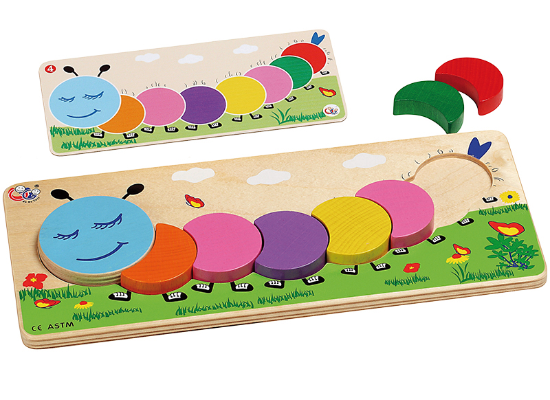 Kleur en vorm - nabouwen - Gogo Toys - rups - hout - per spel