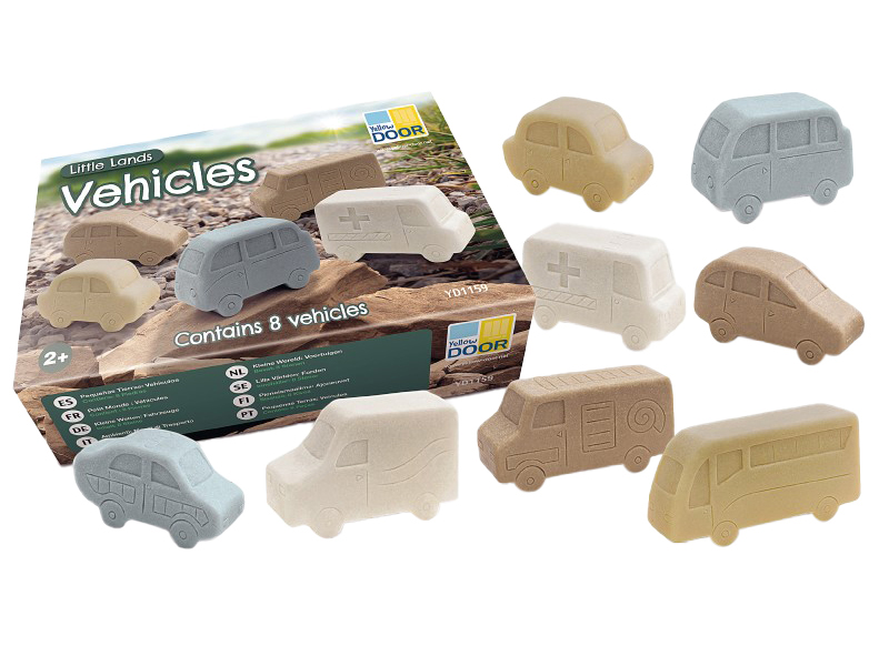 Figuren - Yellow Door Little Lands Vehicles - voertuigen - set van 8