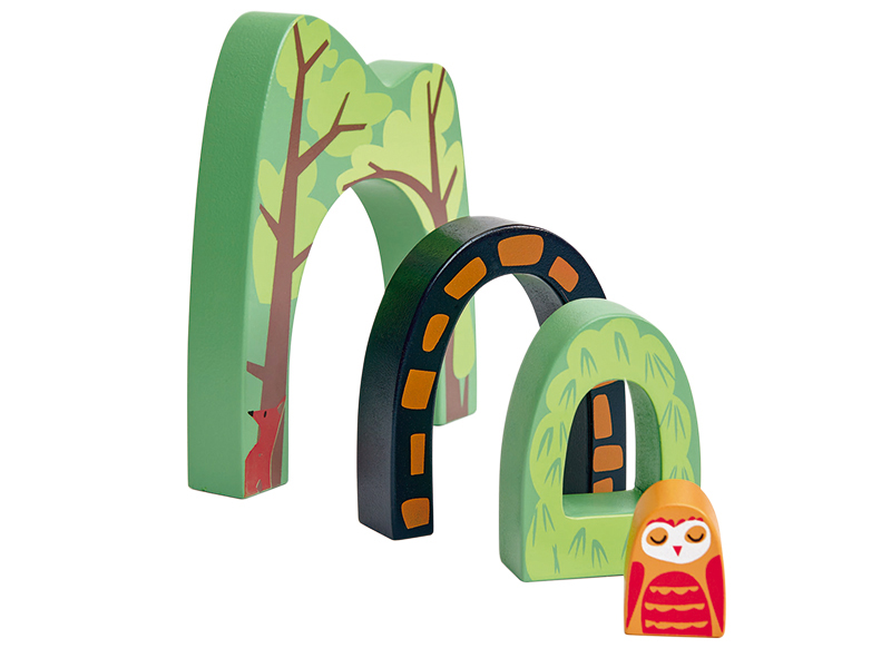 Treinsporen - Tender Leaf Train Tunnel - bostunnel - hout - set van 4