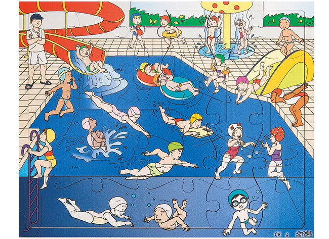 Themapuzzel - Rolf - zwembad - 30 stukjes - hout - per stuk