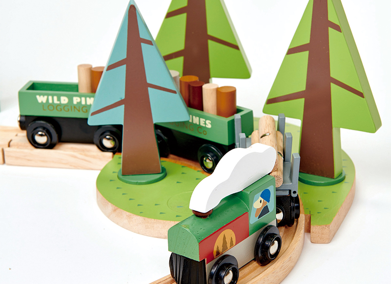 Treinsporen - Tender Leaf Train Wild Pines - bergtrein - hout - set van 35