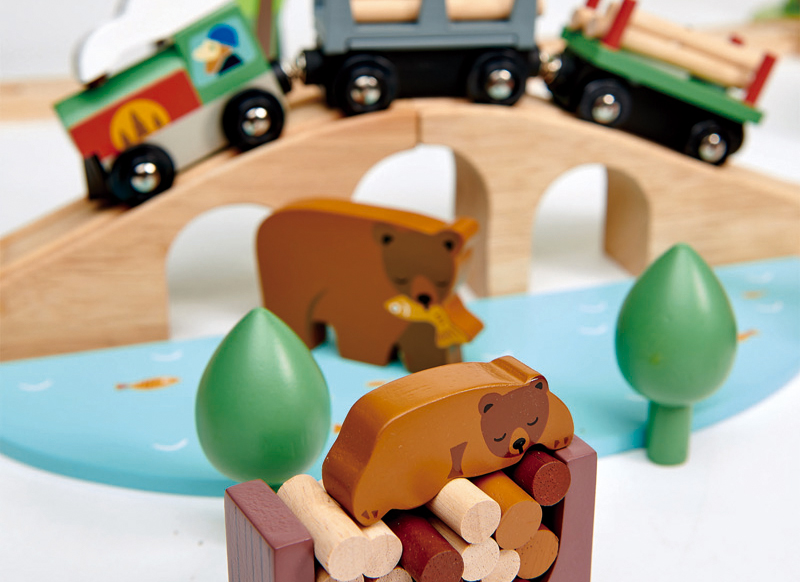 Treinsporen - Tender Leaf Train Wild Pines - bergtrein - hout - set van 35
