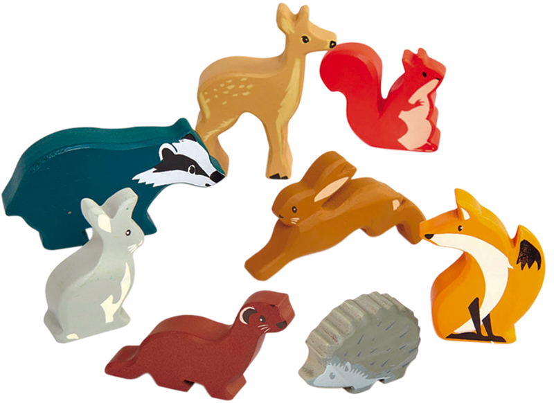 Speelgoedfiguren - Tender Leaf - wouddieren - hout - set van 8