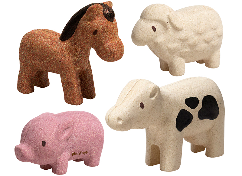 Fantasiehoek - schattige boerderijdieren - Plantoys - 4 stuks