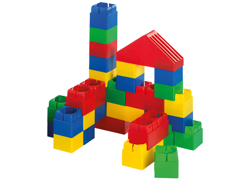 Bouwset - blokken - groot - Miniland - plastic - set van 40 assorti