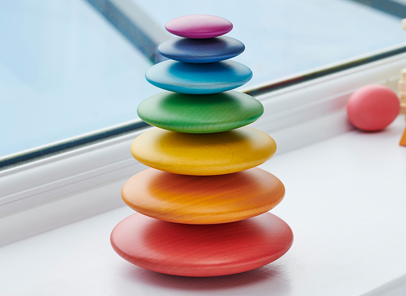 Open-ended - Rainbow Wooden Buttons - hout - gekleurd - set van 7