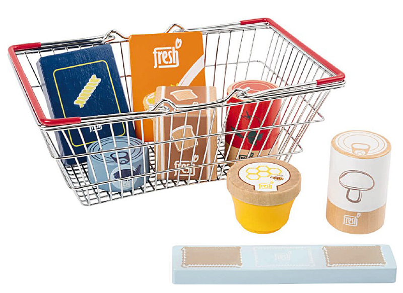 Winkelmandje - metaal - met imitatievoeding - set van 9