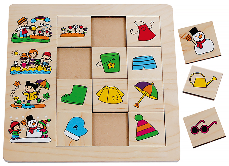 Puzzel - sorteerpuzzel - Beleduc - jaargetijden - 12 stukjes - hout - per stuk