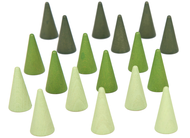 Open-ended - Wood-It Cone - loose parts - kegel - houten speelgoed - set van 30 assorti