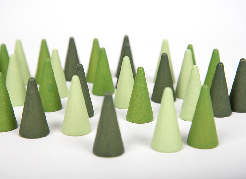 Open-ended - Wood-It Cone - loose parts - kegel - houten speelgoed - set van 30 assorti