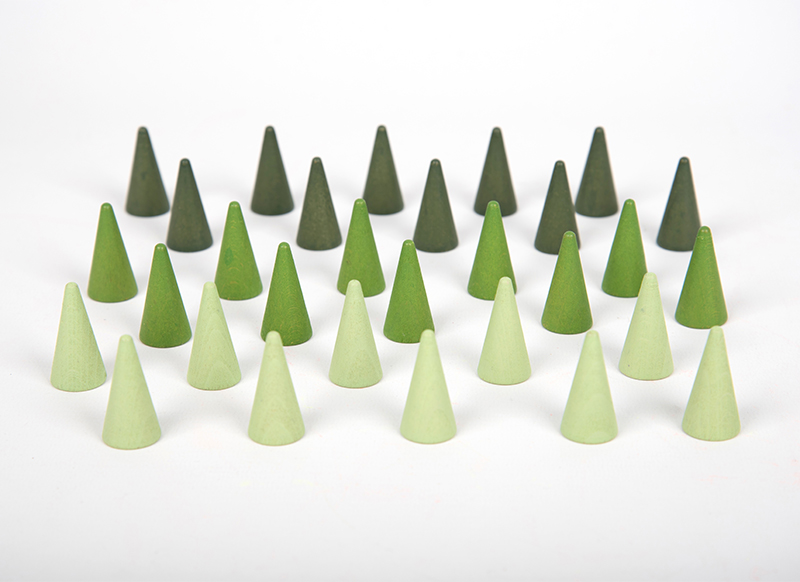 Open-ended - Wood-It Cone - loose parts - kegel - houten speelgoed - set van 30 assorti