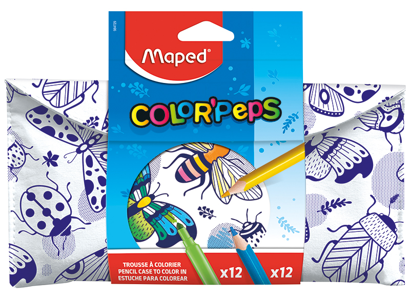 Pennenzak - Maped Color'Peps - instecten motief - personaliseerbaar - met kleurpotloden en stiften - per stuk
