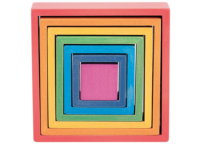 Speelblokken - tickit Rainbow Architect Squares - regenboog reeks - bouwvierkanten - set van 7